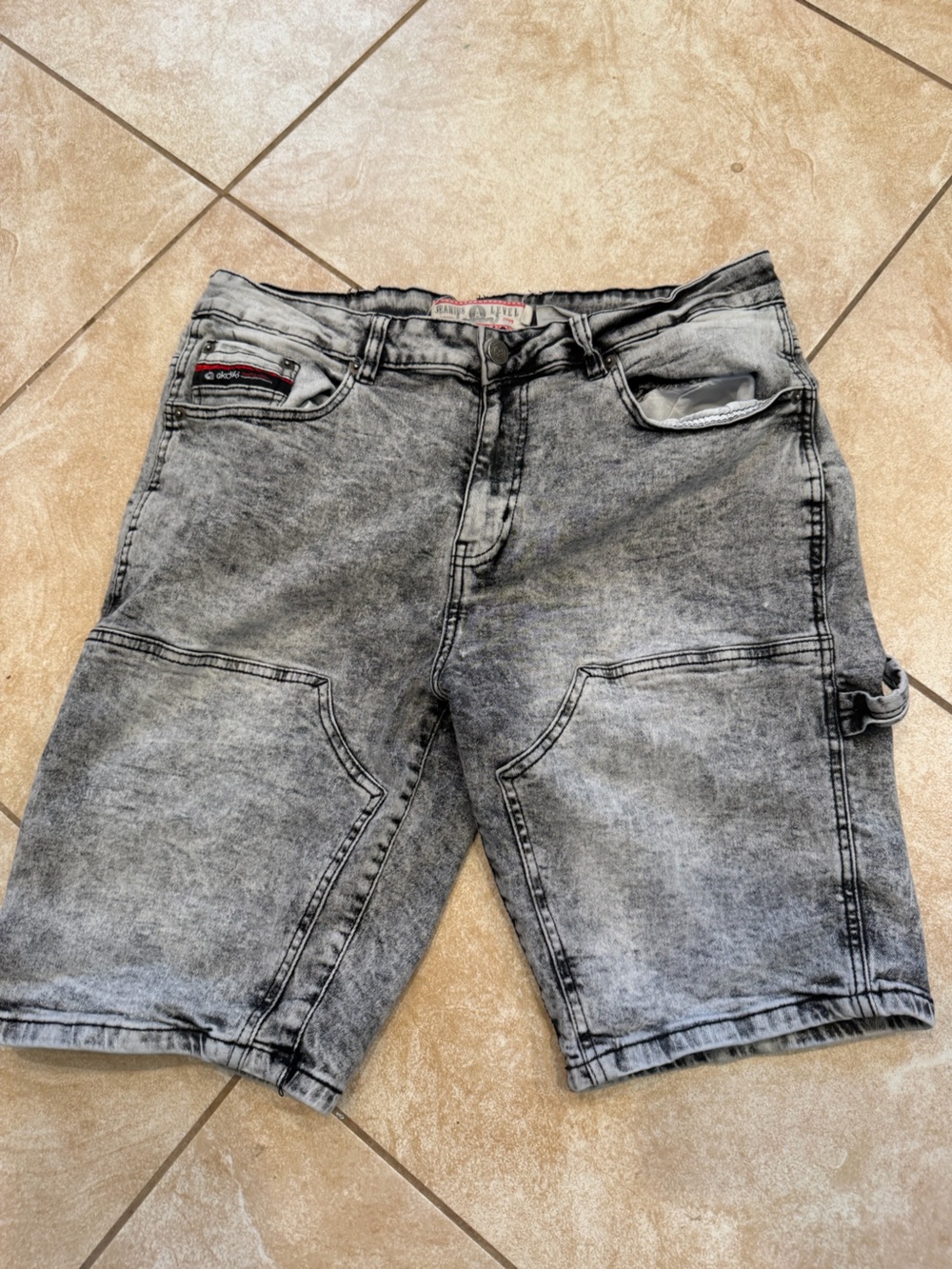Vintage Akademiks Jeans Shorts Mens 34 Jeanius Acid Wash Denim Black Y2K